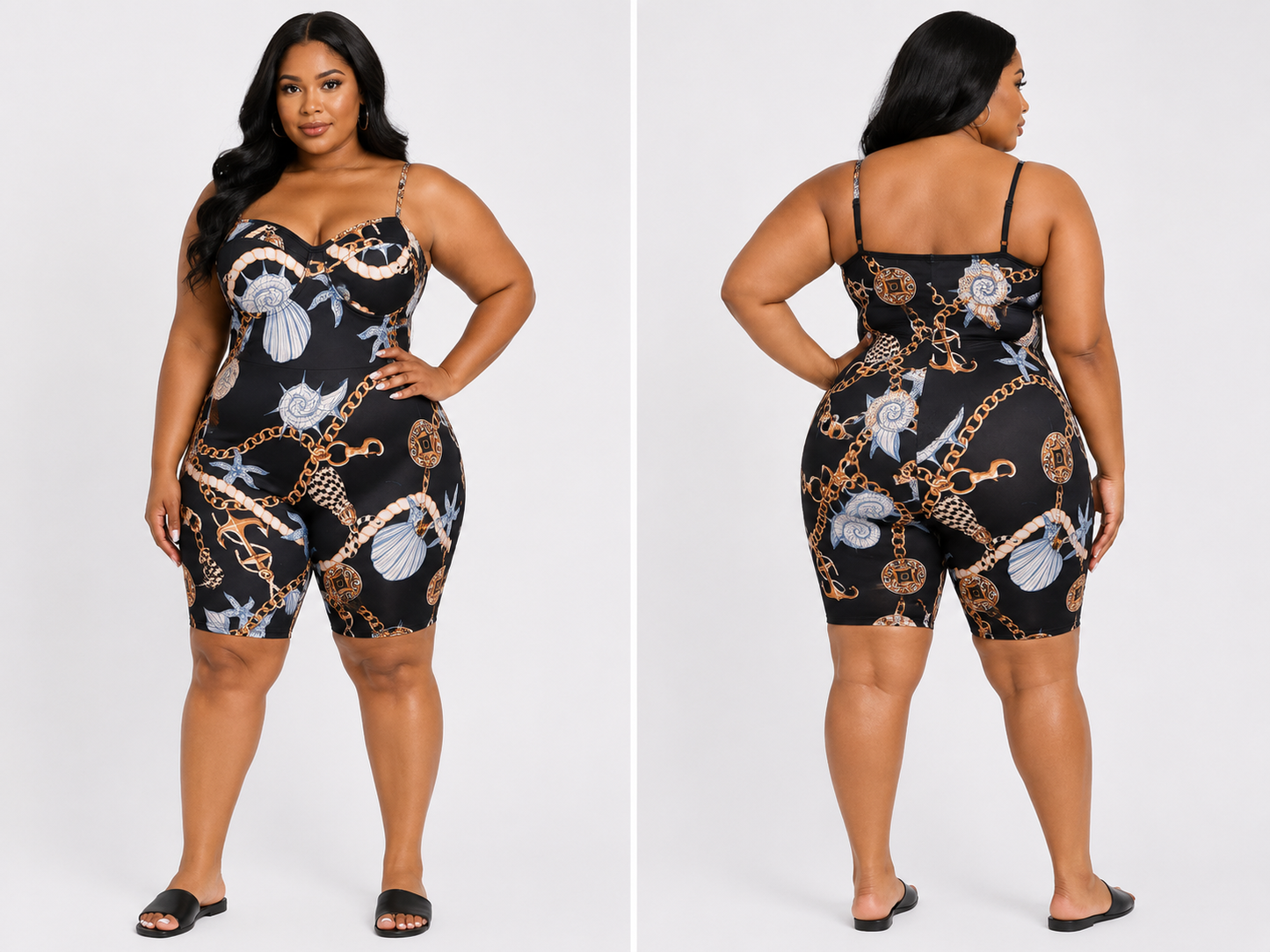 Black Shell Chain Jumpsuit