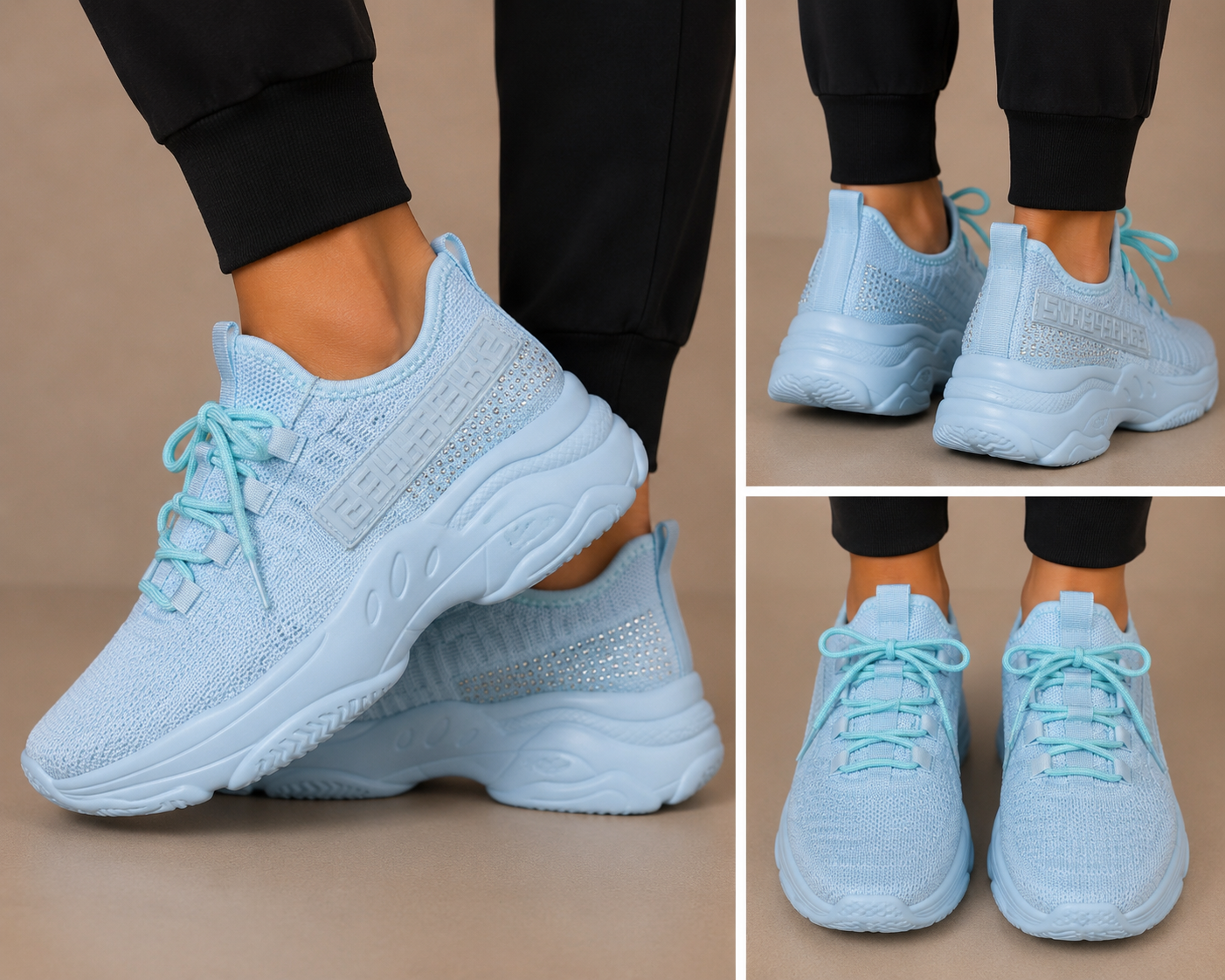Light Blue Rhinestone Stripe Sneaker