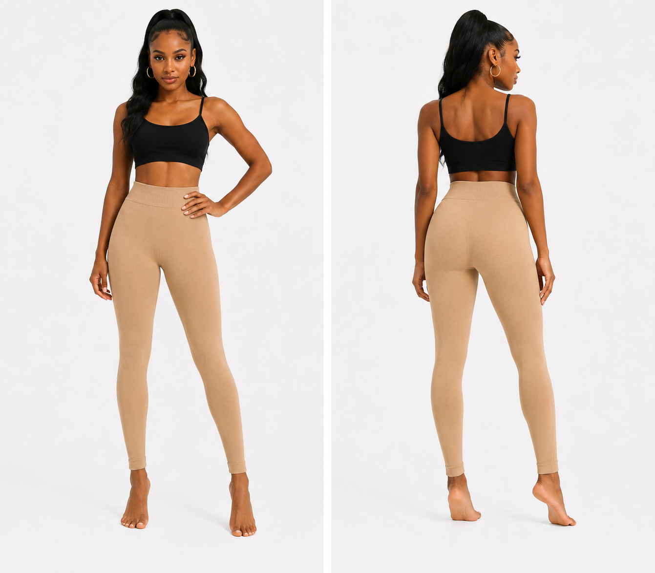 Tan Solid Leggings
