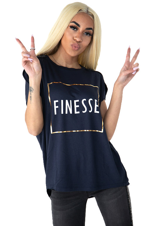 Navy Finesse Oversize T Shirt