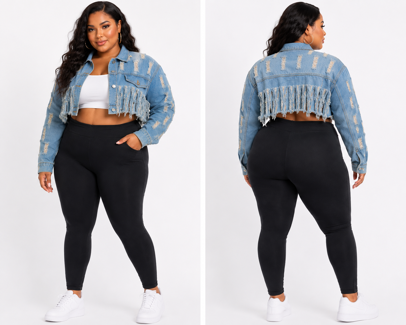 Cropped Ripped Jean Jacket