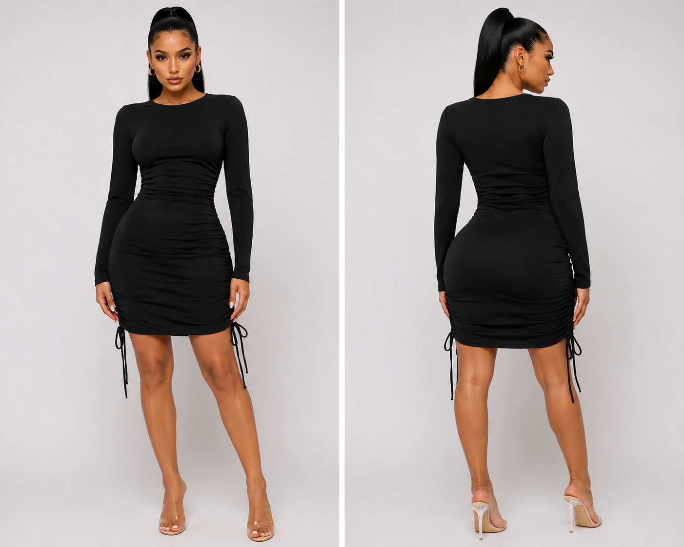 Black Long sleeve Runch Dress