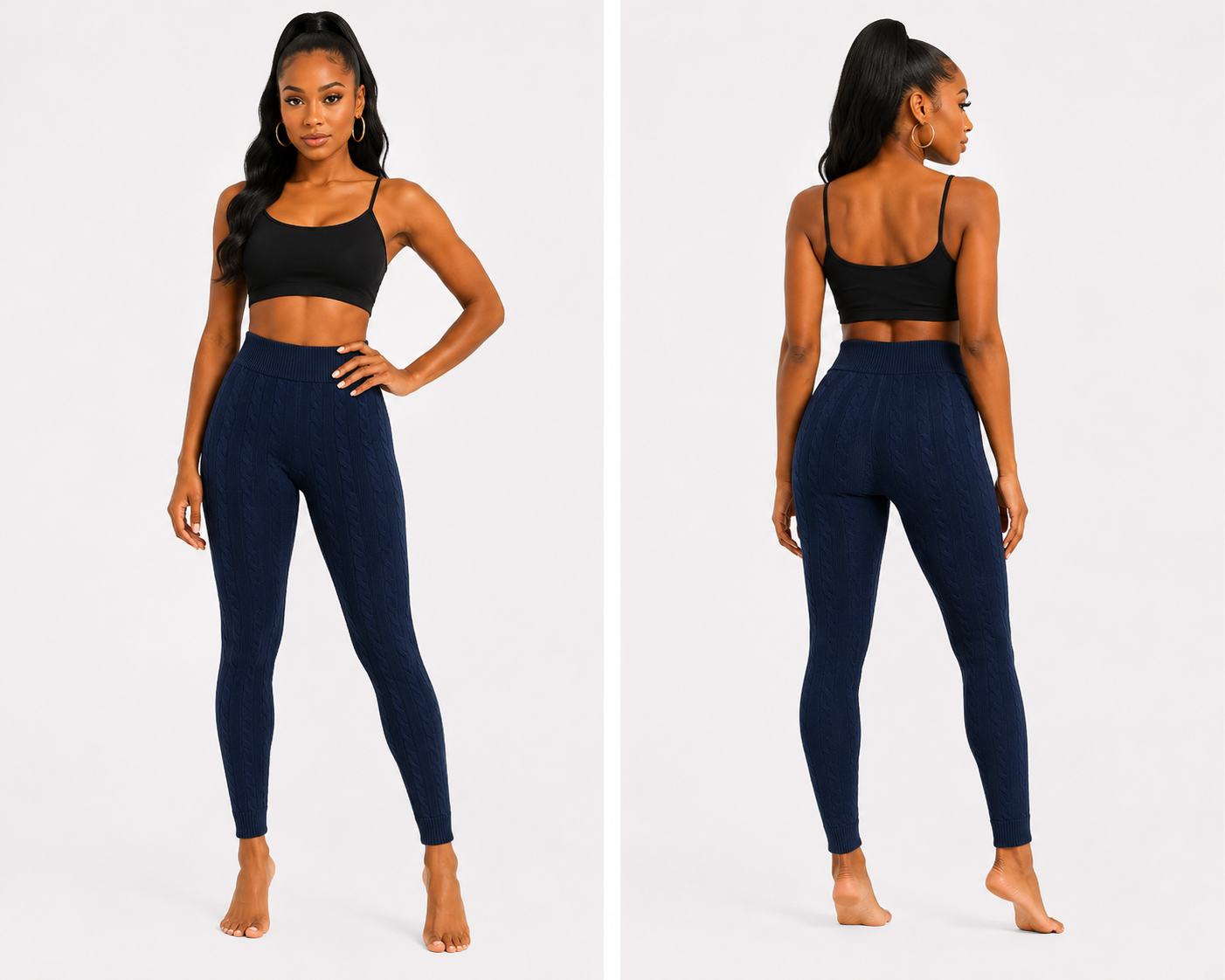 Navy Cable Knit Leggings