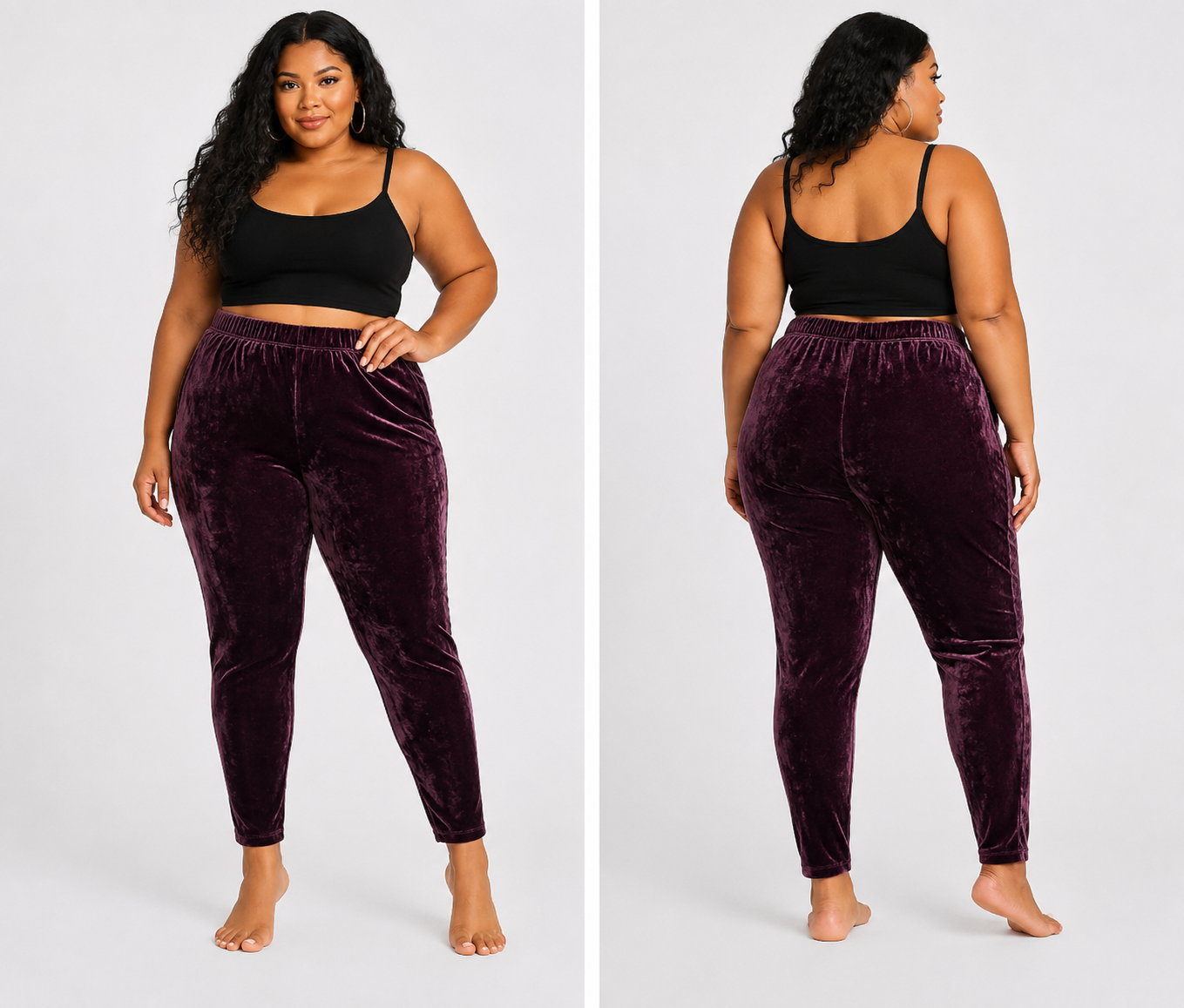 Purple Crushed Velvet Plus size leggings