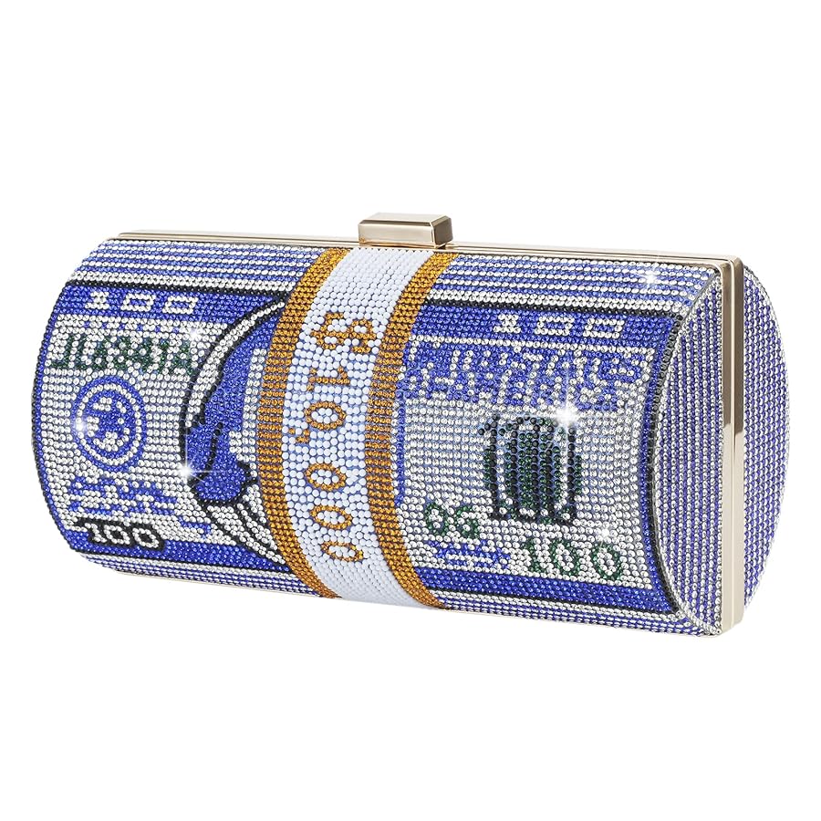 Blue Crystal Mula Round Clutch Purse