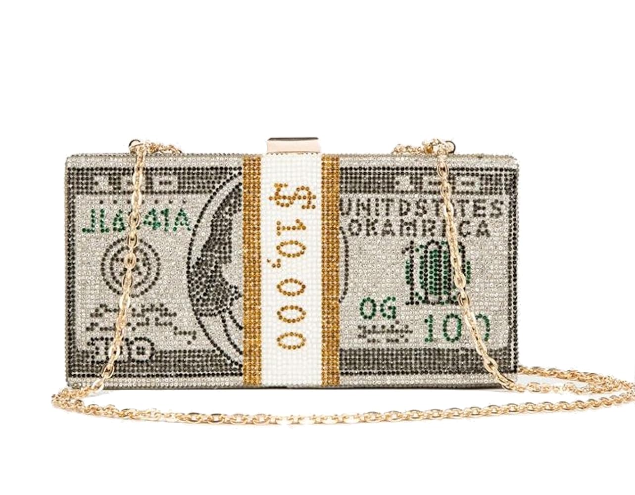 Grey Crystal Mula Box Clutch Purse