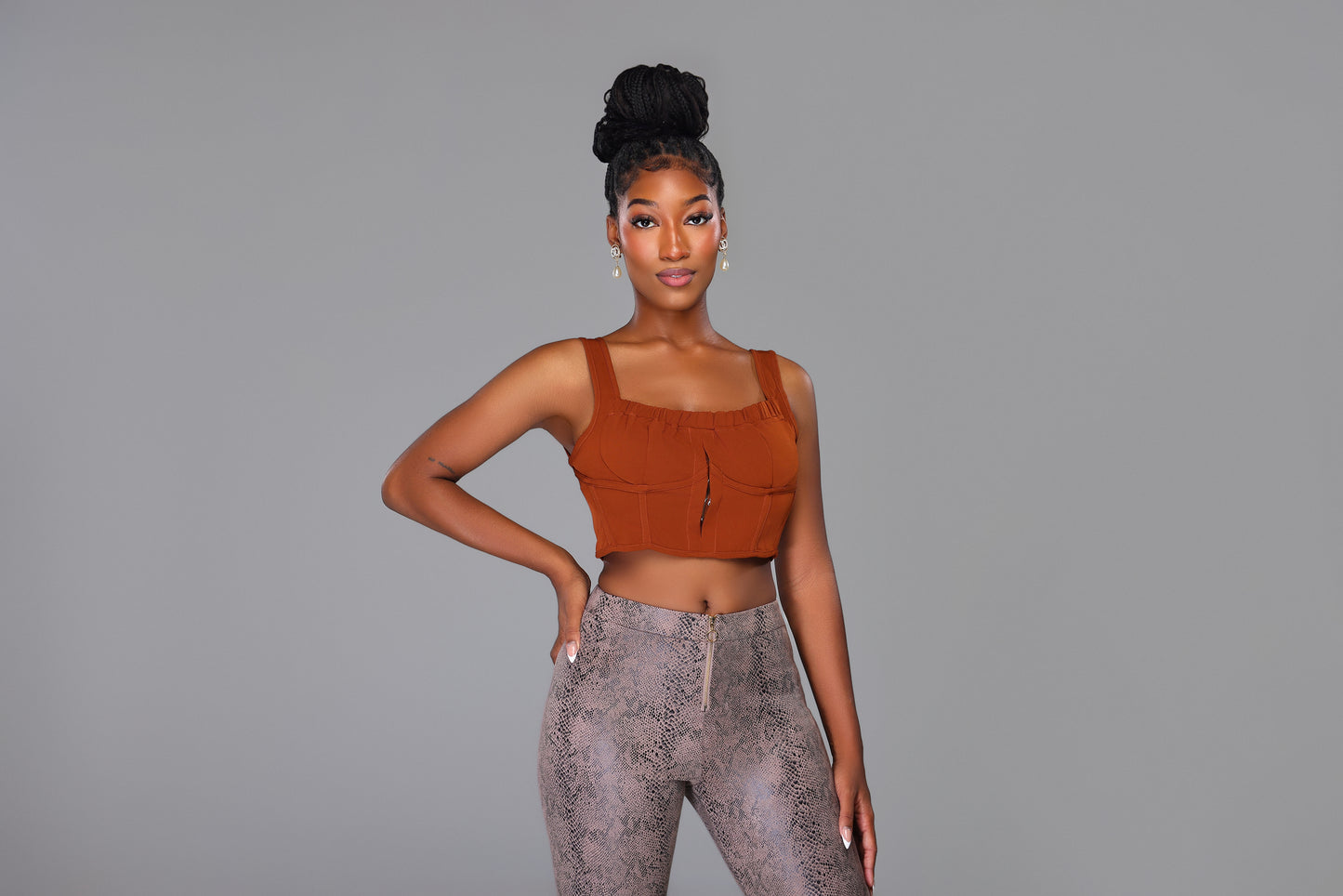 Brown Crop Hook Top