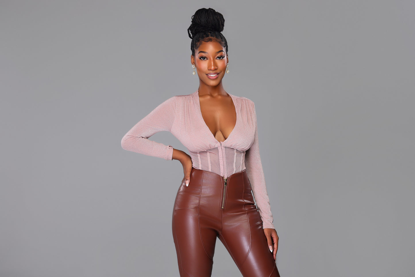 Dusty Rose Net Bodysuit