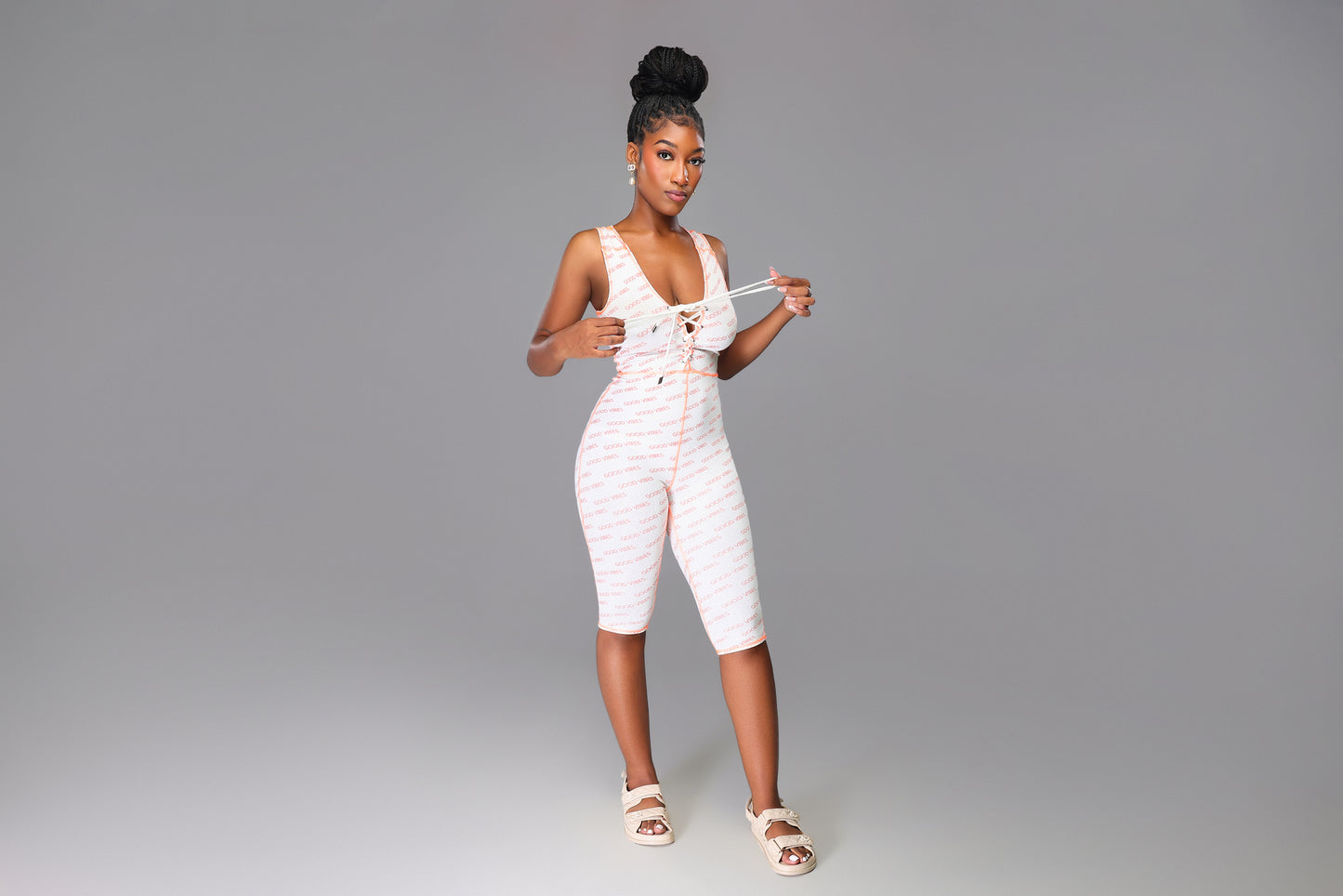 White Good Vibes Romper