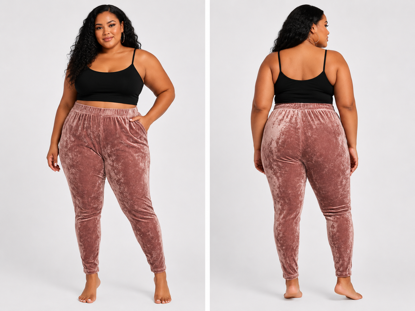 Dusty Rose Crushed Velvet Plus size leggings