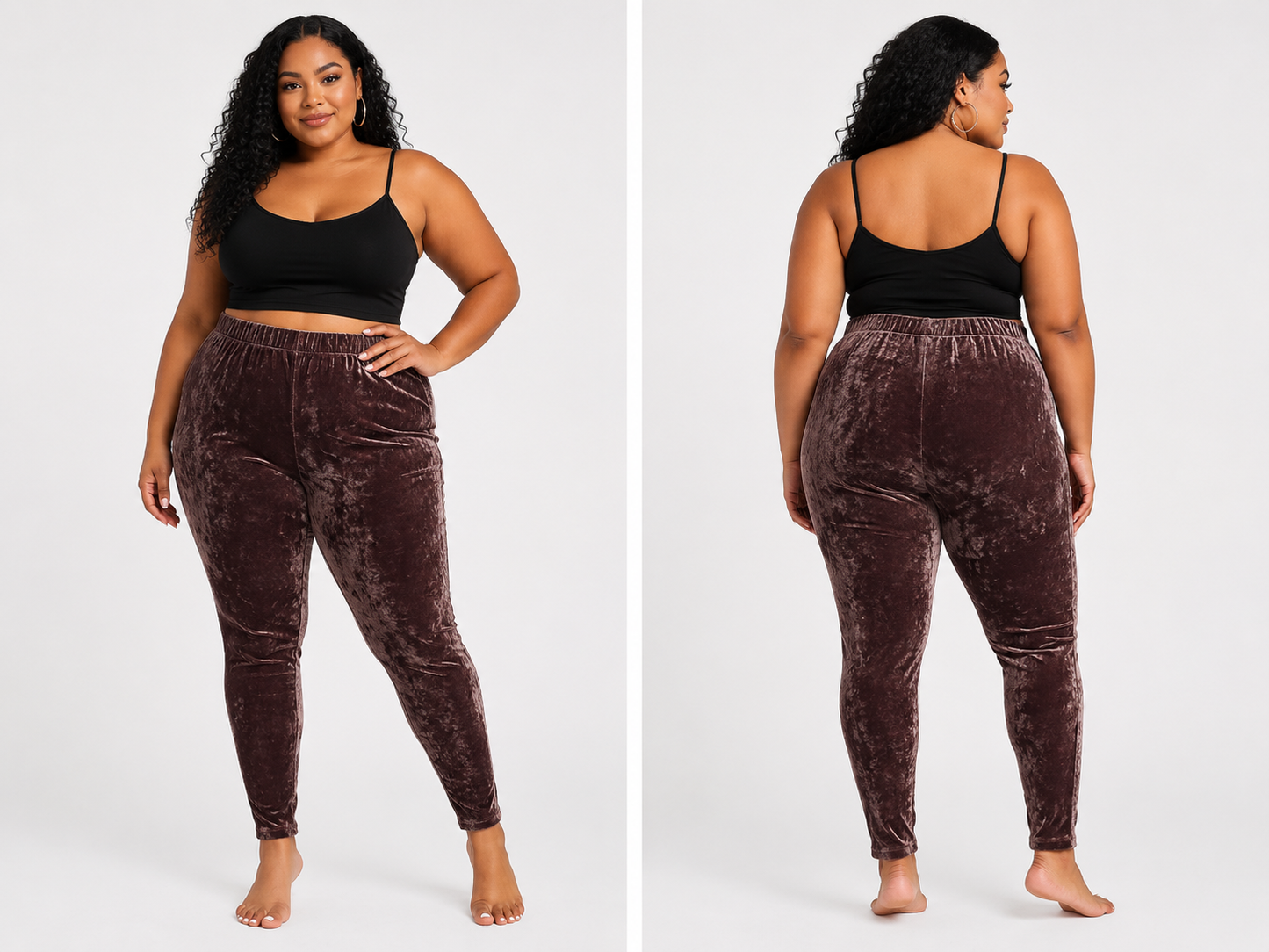 Deep Mauve Crushed Velvet Plus size leggings