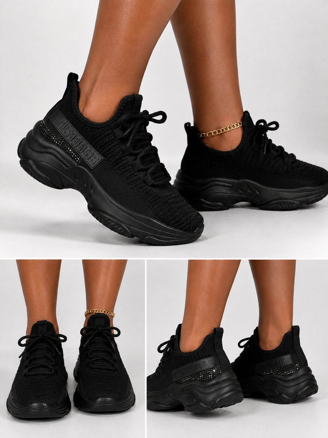 Black Rhinestone Stripe Sneaker