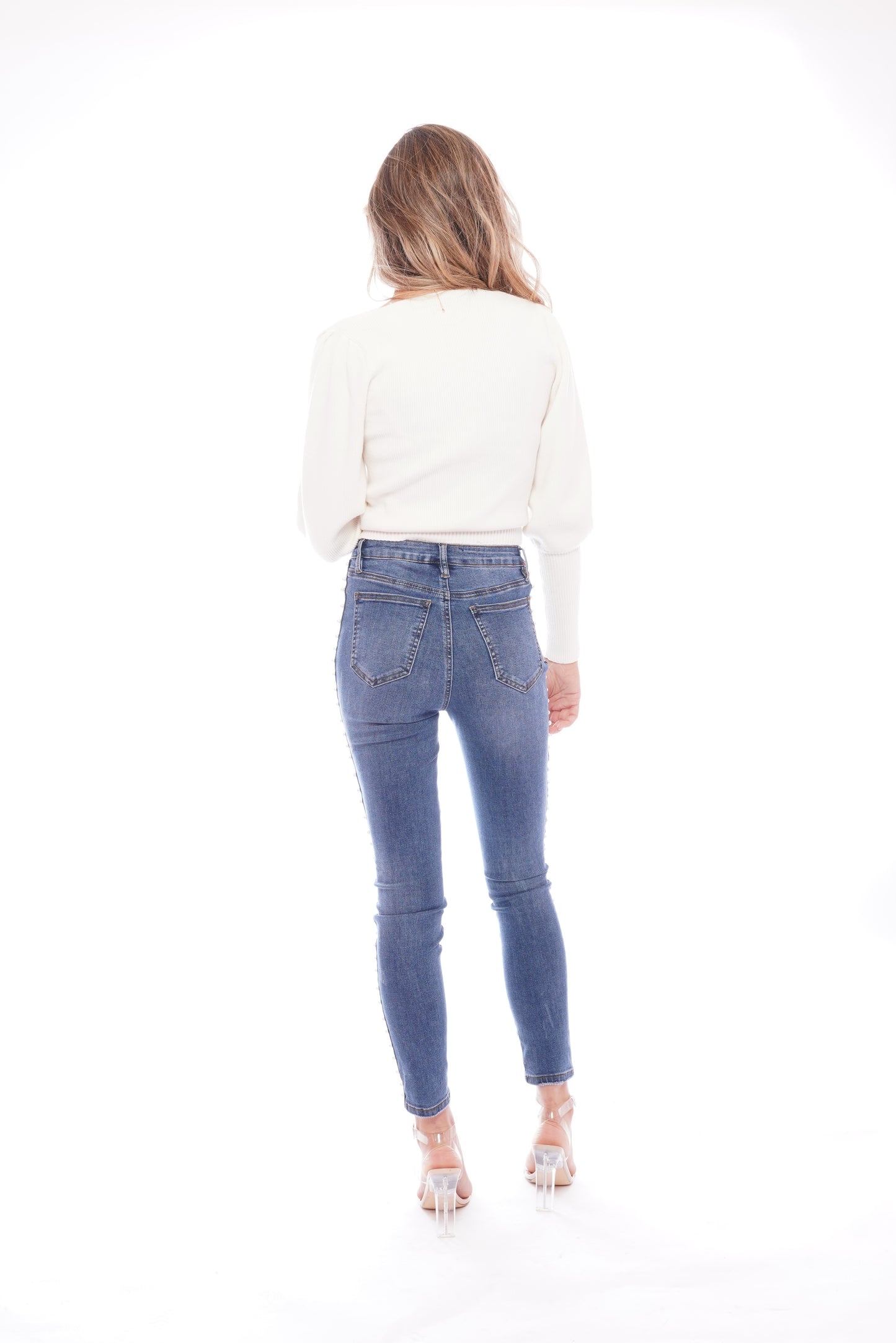 White Slouch Ribbed Crop Sweater