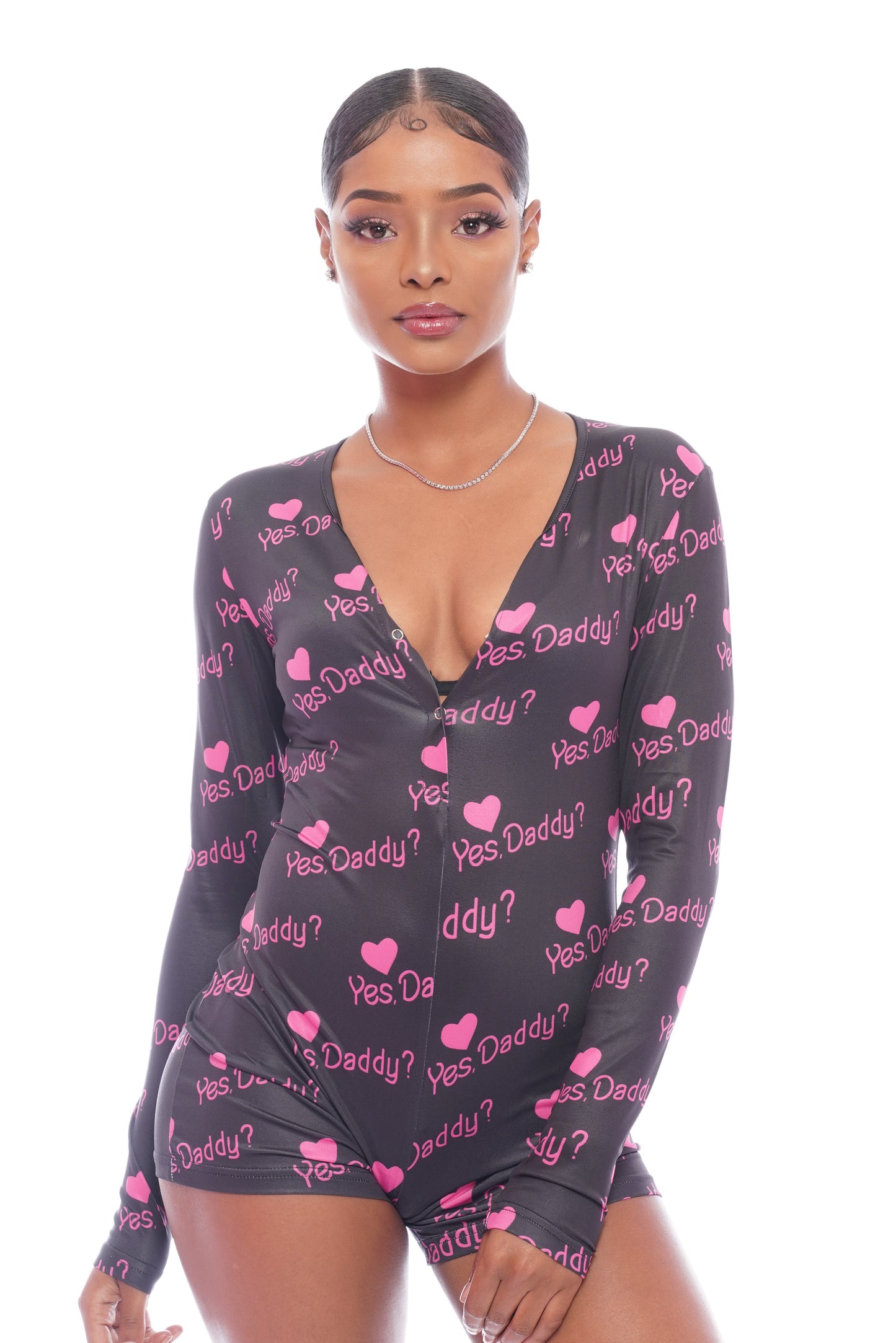 Black Yes Daddy Long Sleeve Onesie