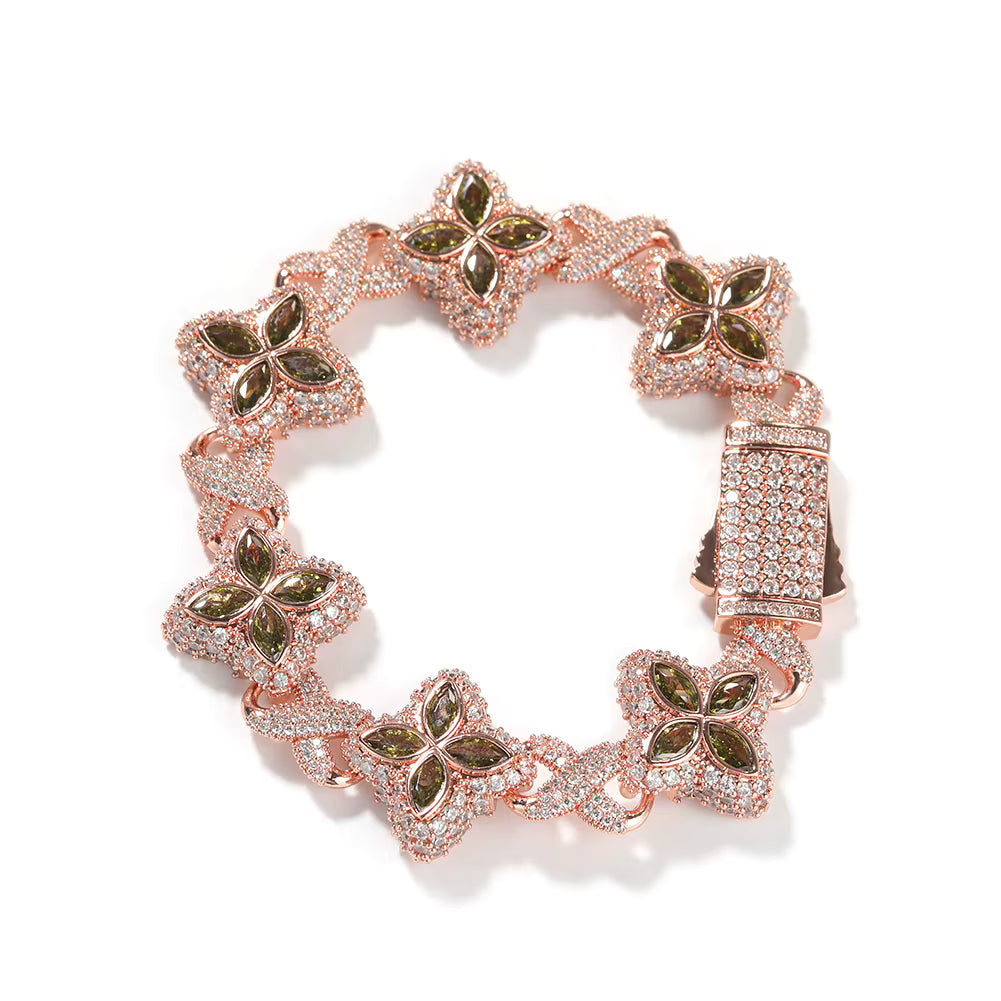 Rose Gold Amber Flower Crystal Bracelet