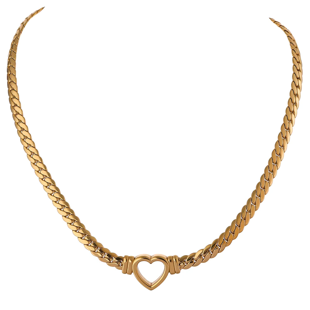 Gold Cuban Heart Necklace