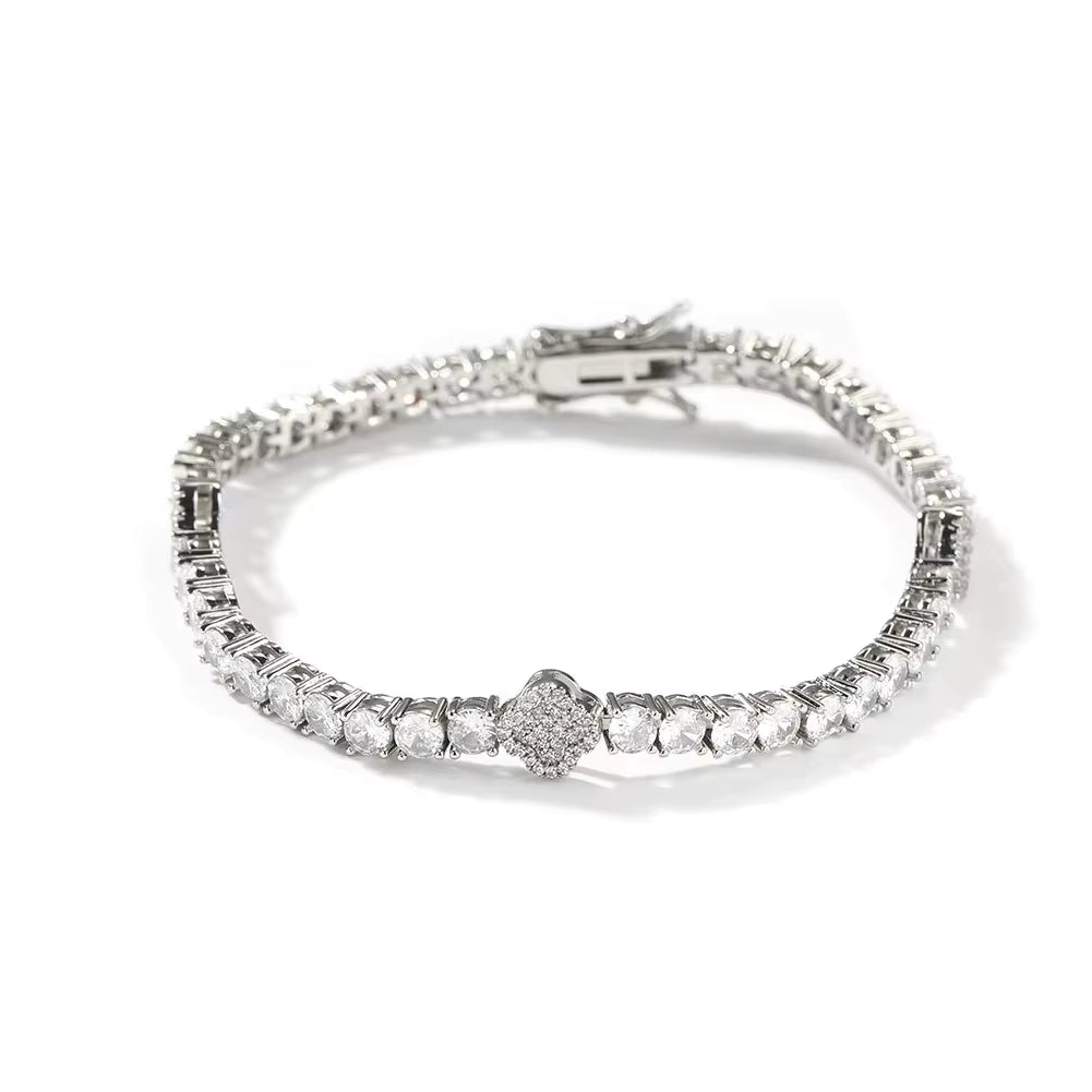 Silver Small Clover Tennis Bracelet