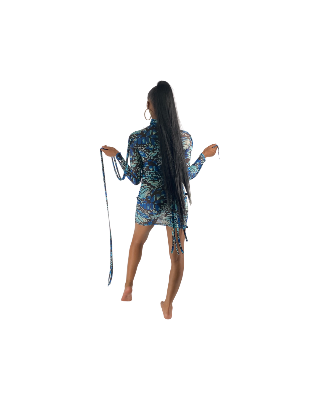Blue Butterfly Tassel Dress