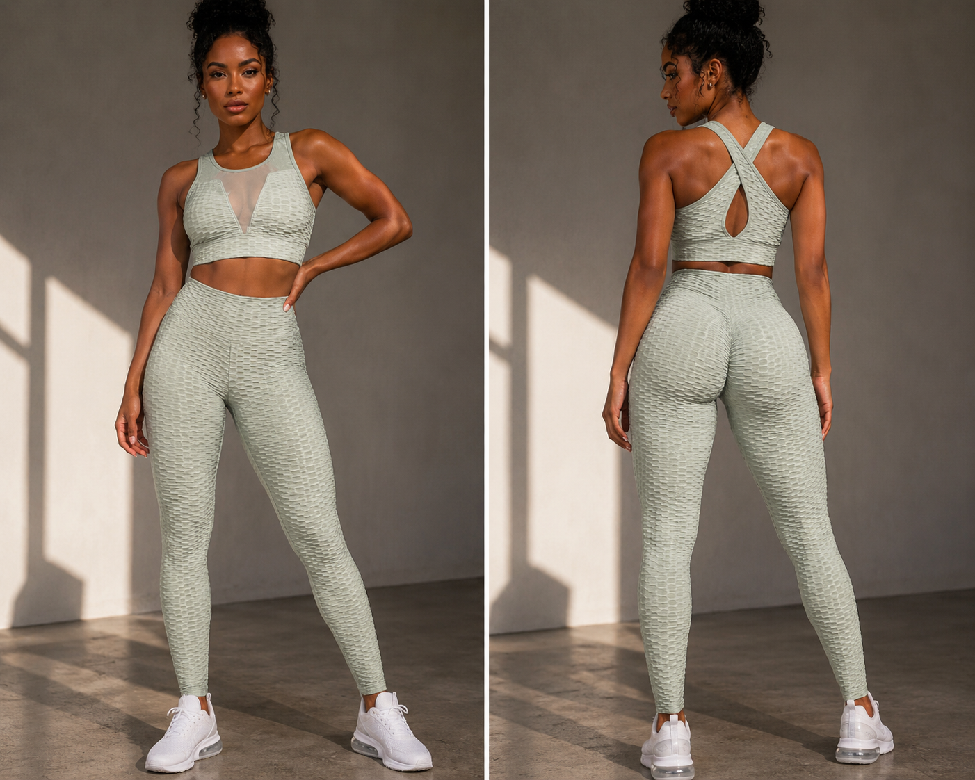 Sage mesh crop workout set