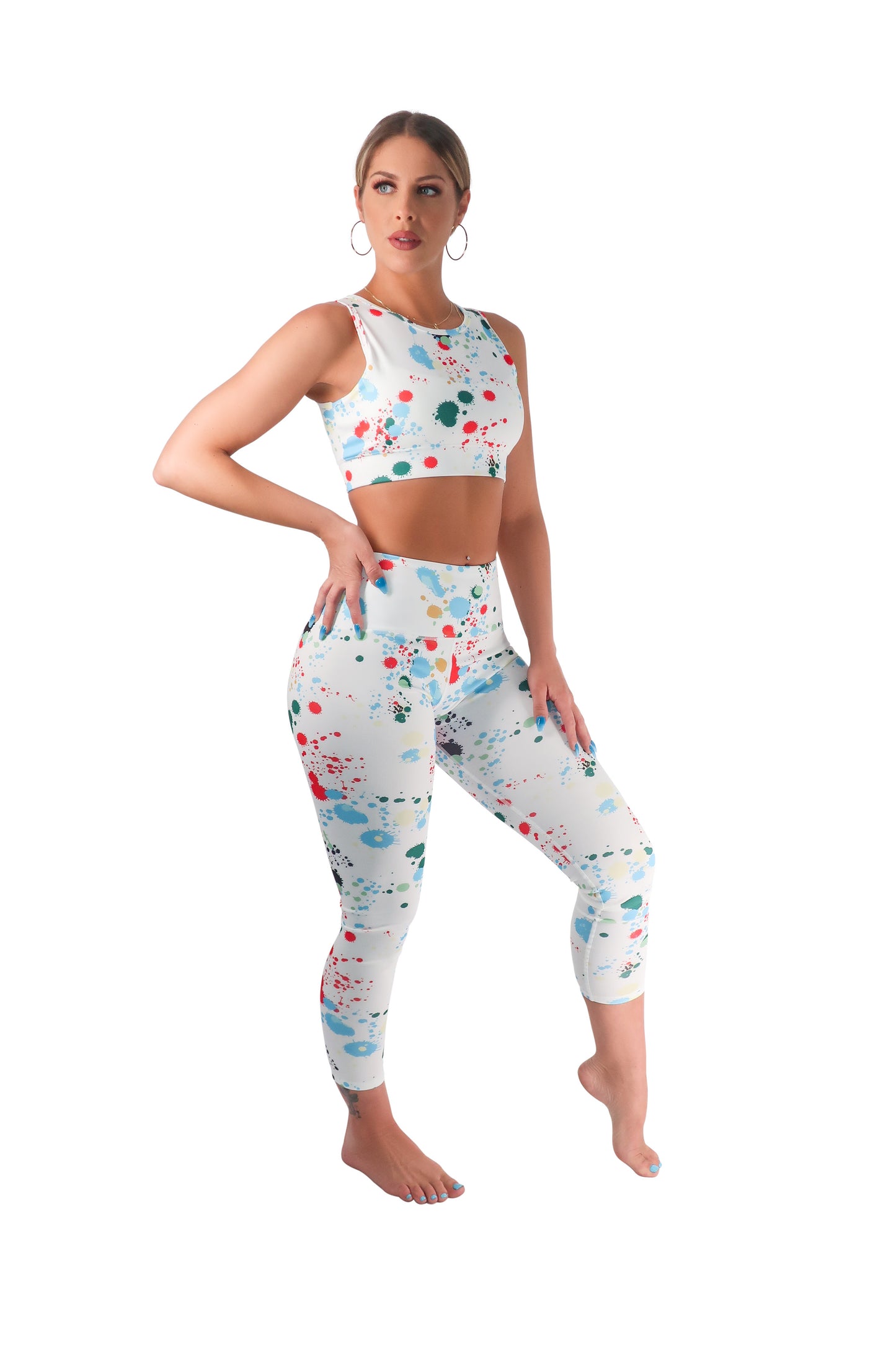 White Paint Splatter workout set