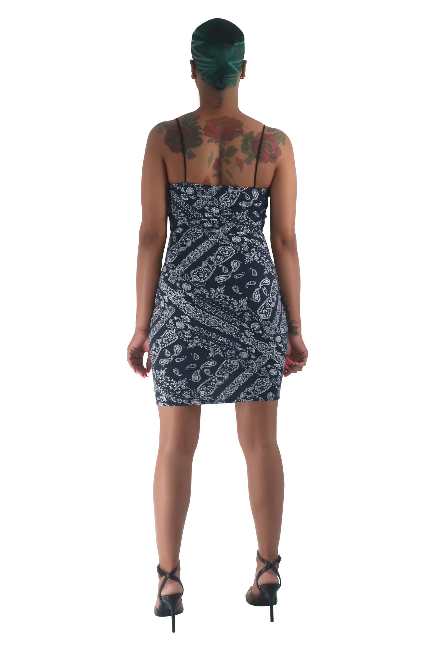 Navy Bandana Midi Bodycon Dress