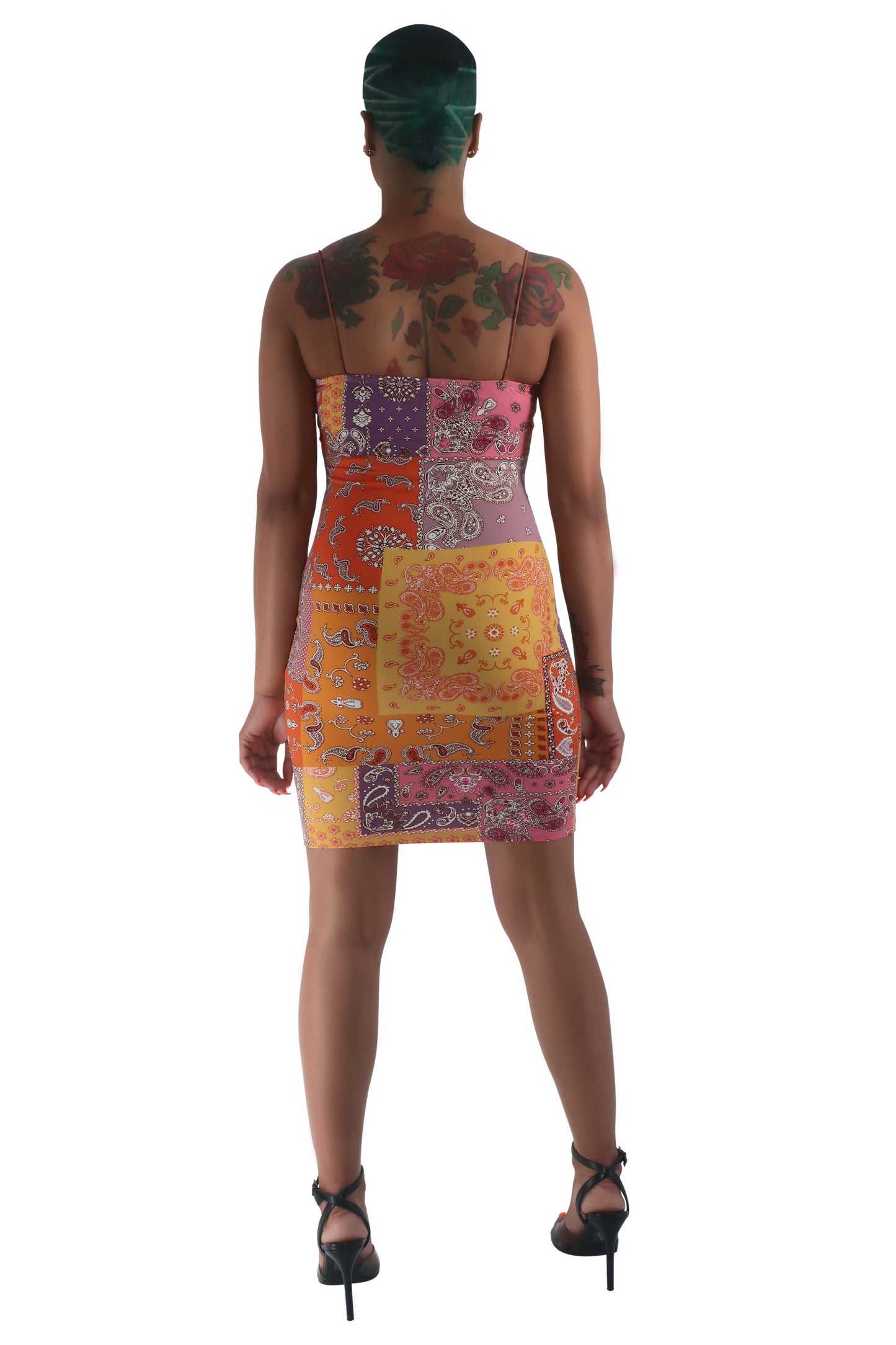 Multicolor Bandana Midi Bodycon Dress