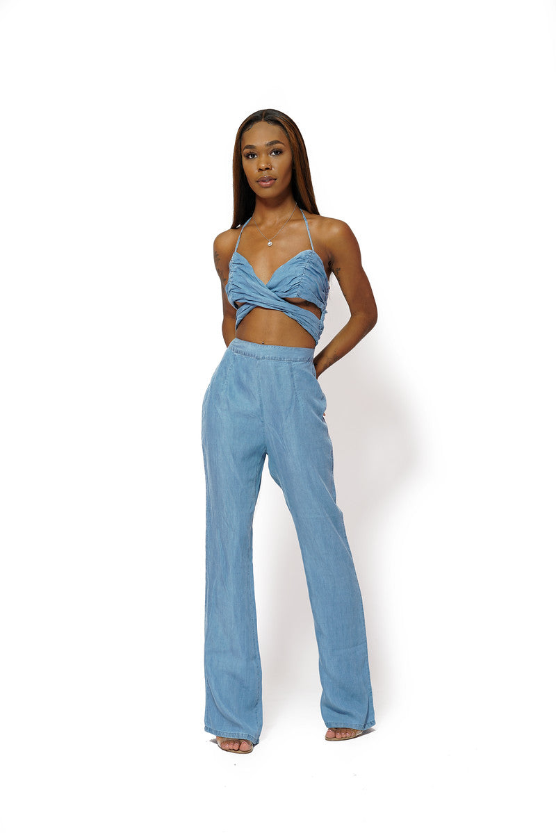 Denim Cut Out Jumpsuit
