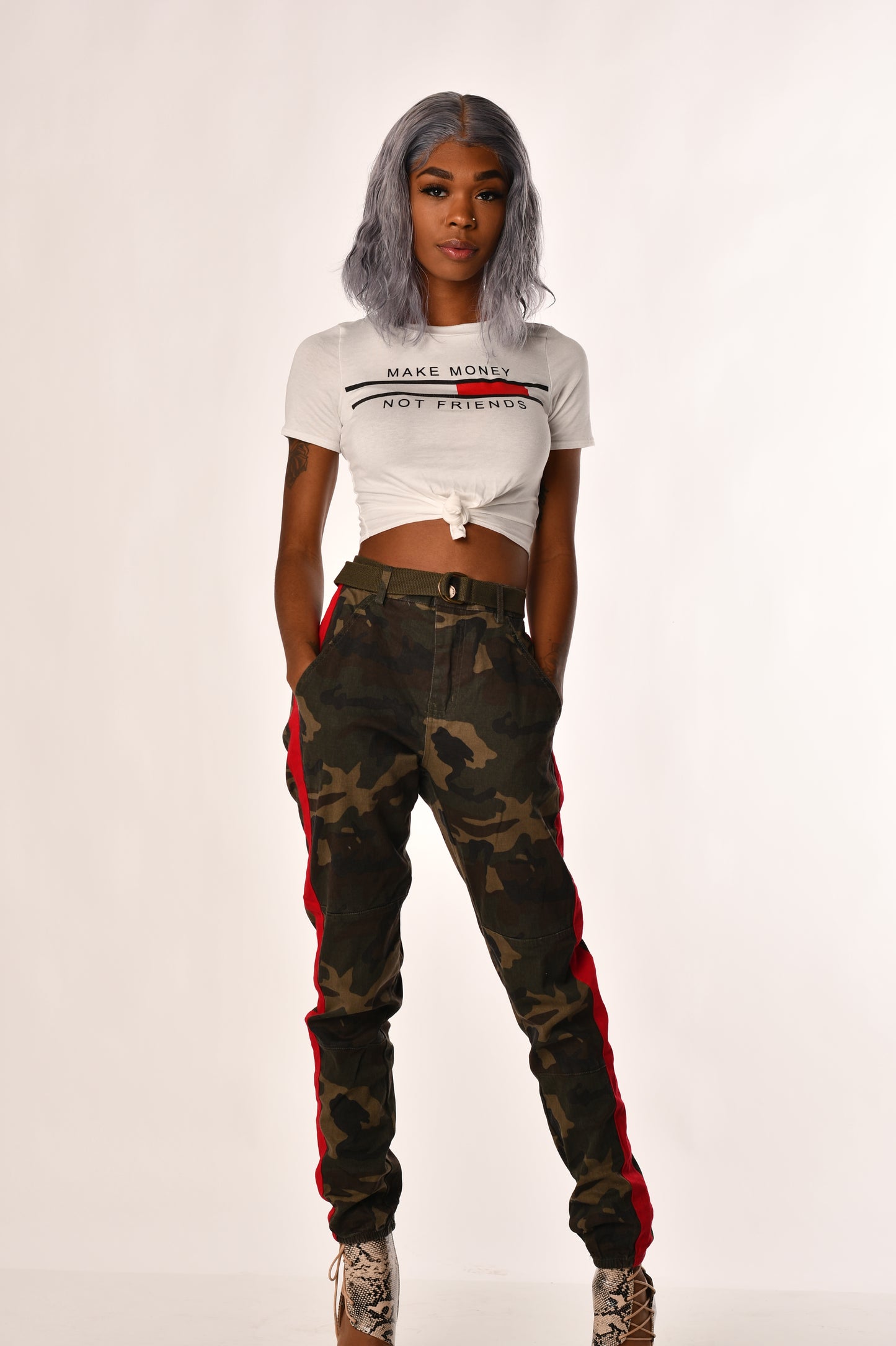 Camo Red Stripe Jogger Jeans