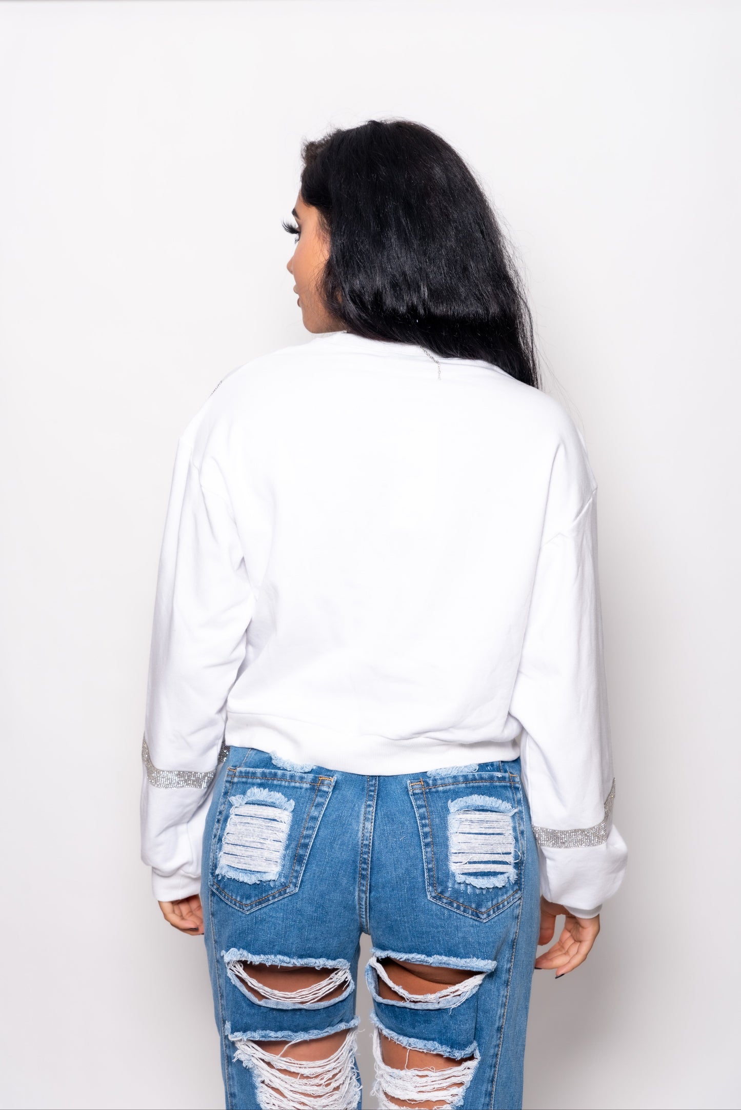 White V Crystal Oversize Shirt