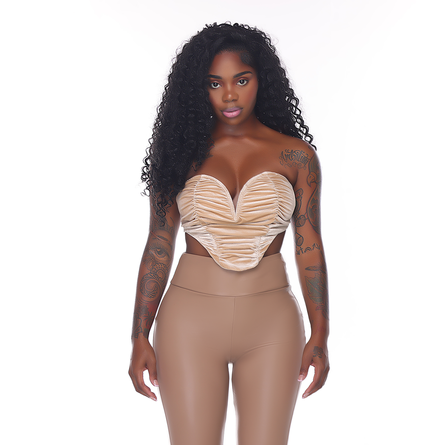 Cream Velvet Corset Top