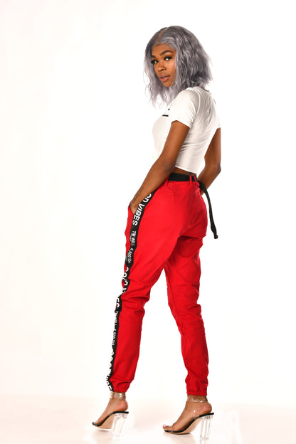 Red Good Vibes Jogger Jeans