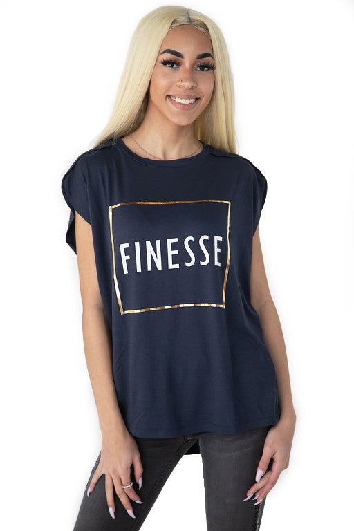 Navy Finesse Oversize T Shirt