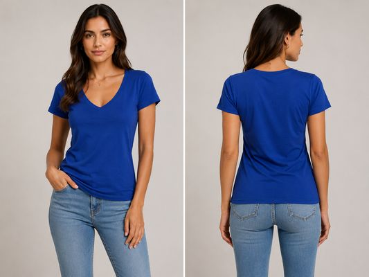 Basic Royal Blue V neck Tee