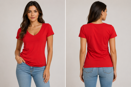 Basic Red V neck Tee