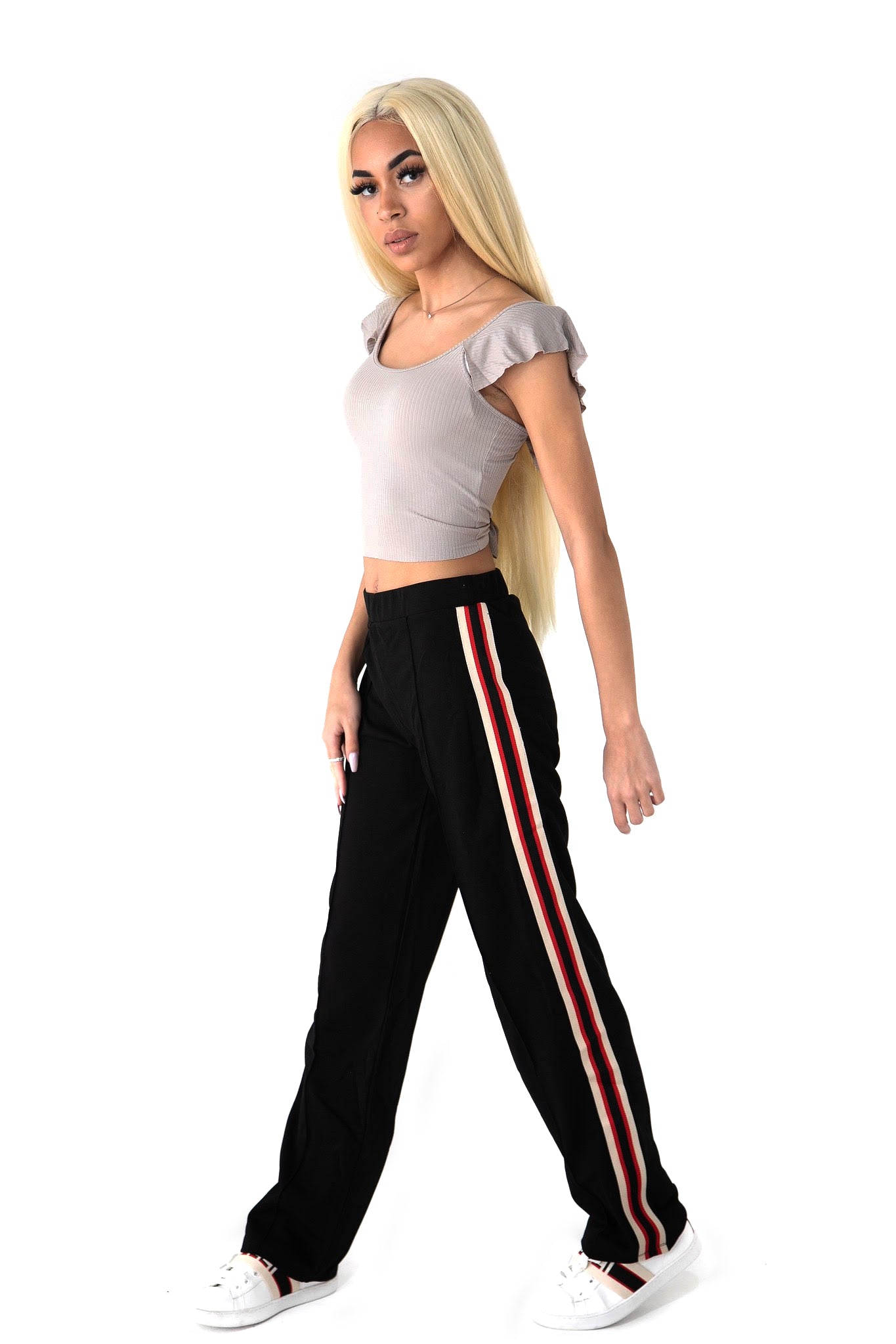 Black Red Stripe Slacks