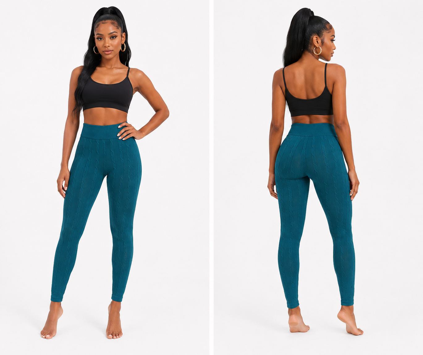 Teal Cable Knit Leggings