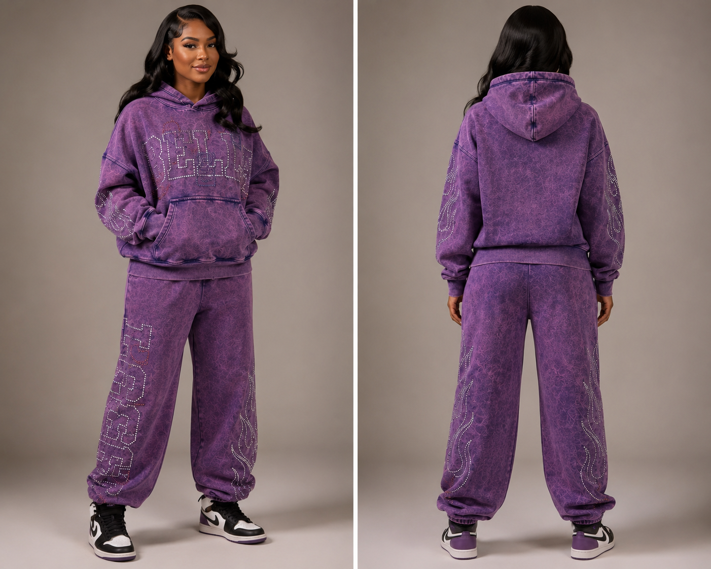 BB Purple Signature Rhinestone 2 piece Sweatsuit