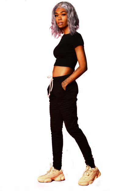 Black Moto Joggers