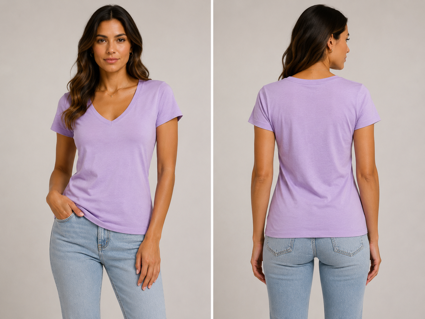Basic Lavender V neck Tee
