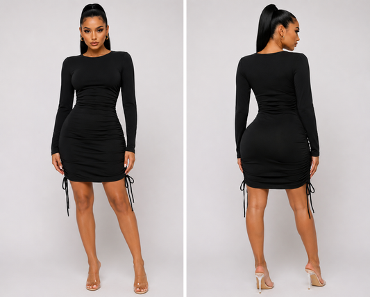 Black Long sleeve Runch Dress