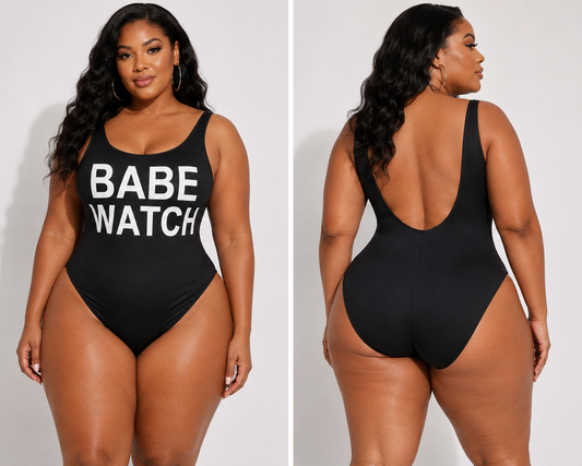 Black one piece Babe Watch Swimsuit