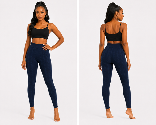 Navy Cable Knit Leggings