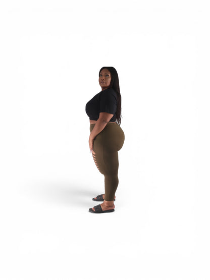 Olive Green Ripped Leggings