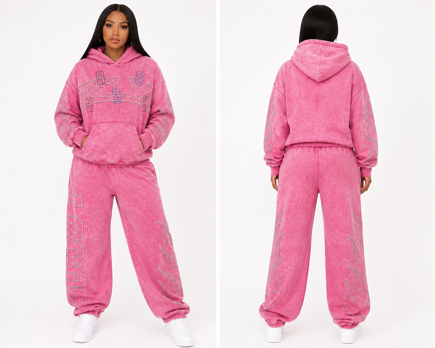 BB Pink Signature Rhinestone 2 piece Sweatsuit