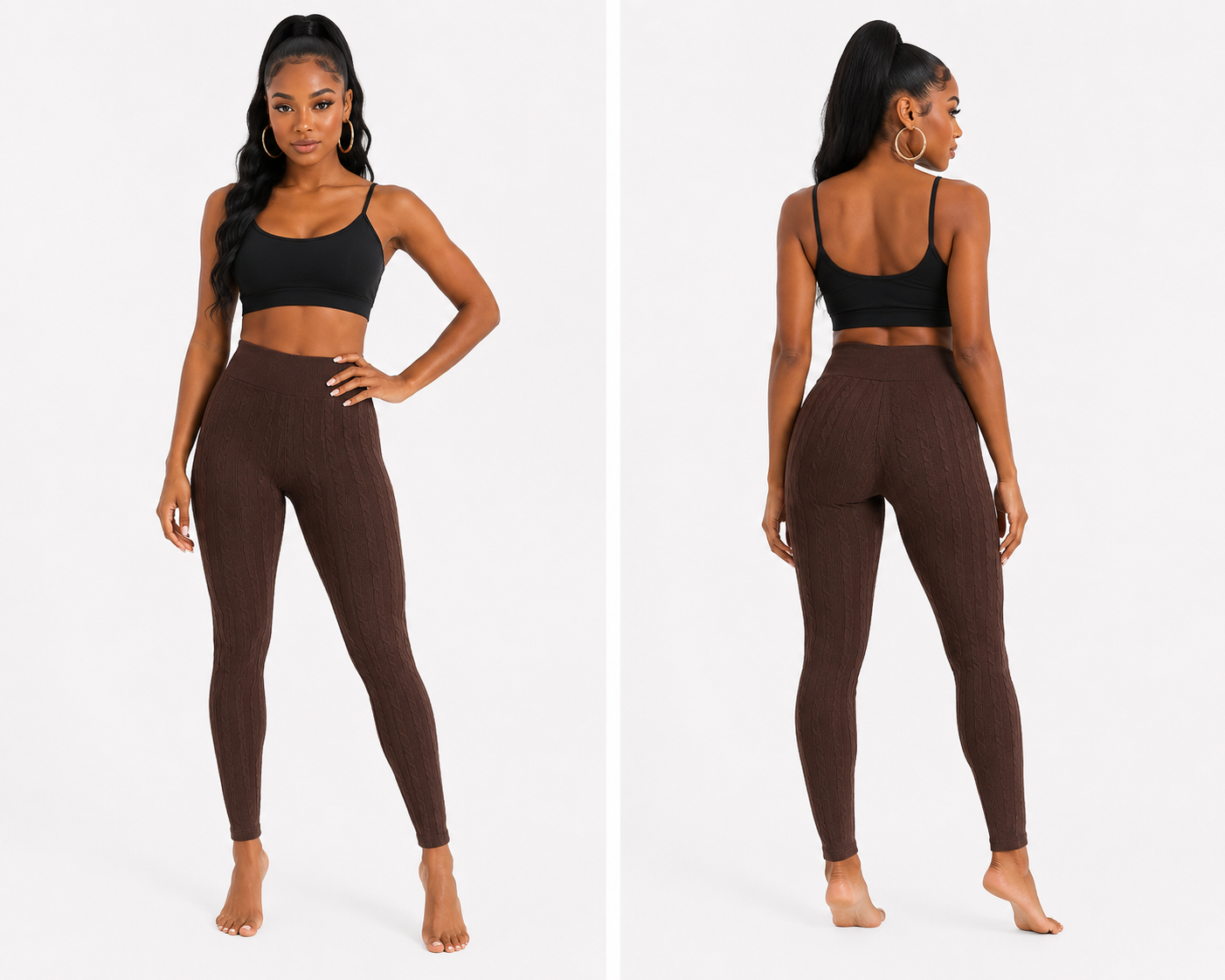 Brown Cable Knit Leggings
