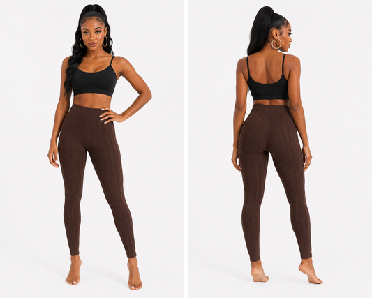 Brown Cable Knit Leggings