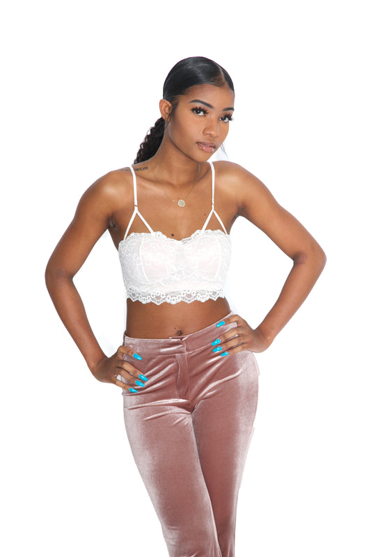 Pink Velvet Bell Bottom Pants