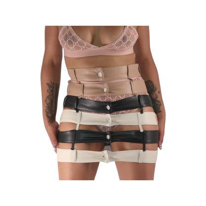 Cut Out Tri Color Button Skirt