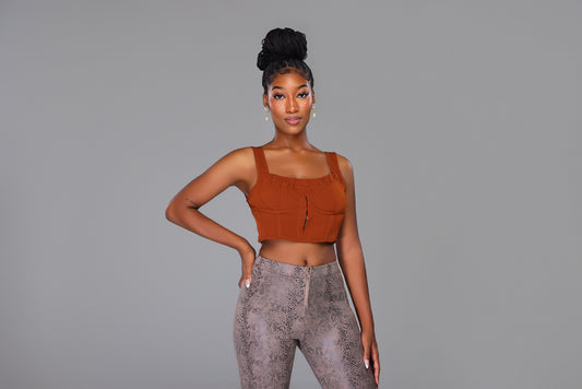 Brown Crop Hook Top
