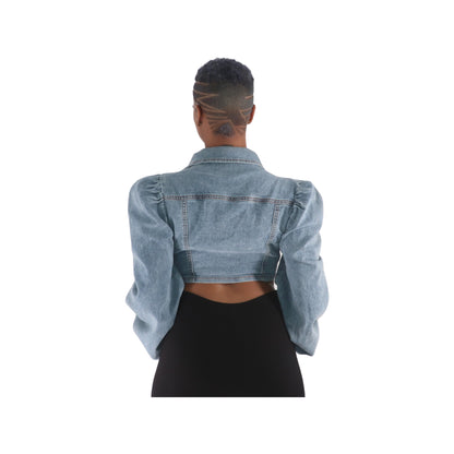 Denim Runched Crop Jacket
